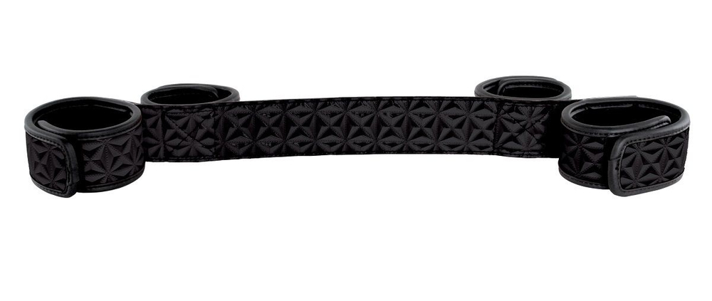 Чёрная виниловая распорка для ног Soft Spreader Bar с манжетами для рук (Цвет: черный)