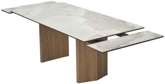 Стол МОЦАРТ 200 REX 769925, Бежевый мрамор, керамика / Дуб монтана