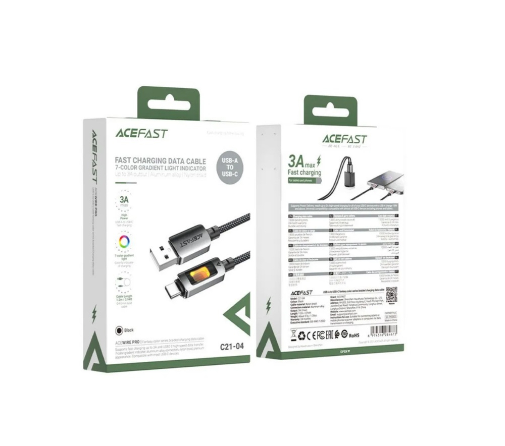 Кабель USB - TypeC ACEFAST C21-04 (черный) 1.2м