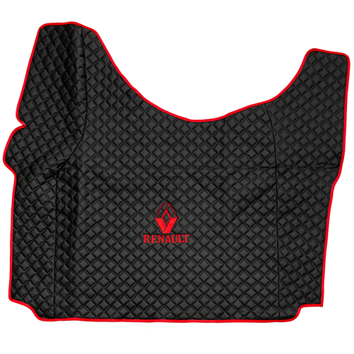 Ковры RENAULT T (автомат) (экокожа, черный, красный кант, красная вышивка)