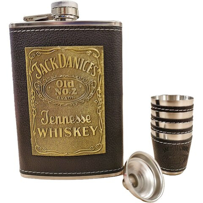 Подарочный набор фляга со стопками, черный  D1706