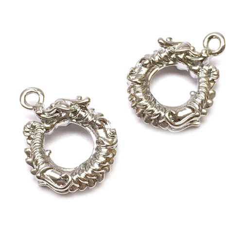 Подвеска для украшений "Уроборос" 15х11 мм, родий