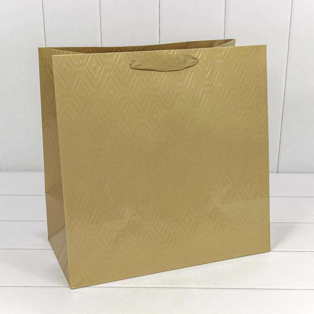 Пакет подарочный 37х37х20см Премиум "Элегант" (Золотой, Сиреневый)