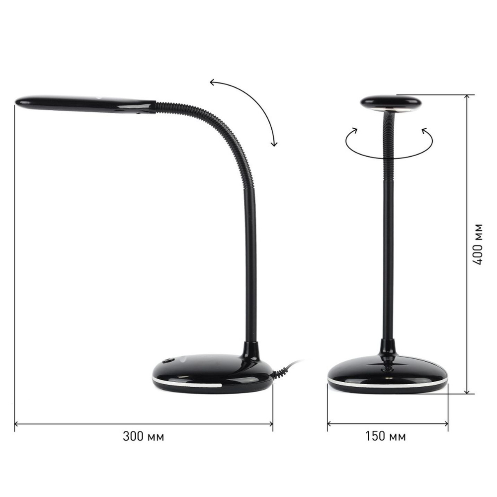 Светильник настольный LED, 8 Вт, черный, Эра, NLED-477-8W-BK, 20х120, Б0041083