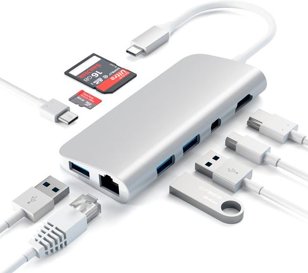USB-концентратор Satechi Aluminum Type-C Multimedia Adapter ST-TCMM8PAS (Silver)
