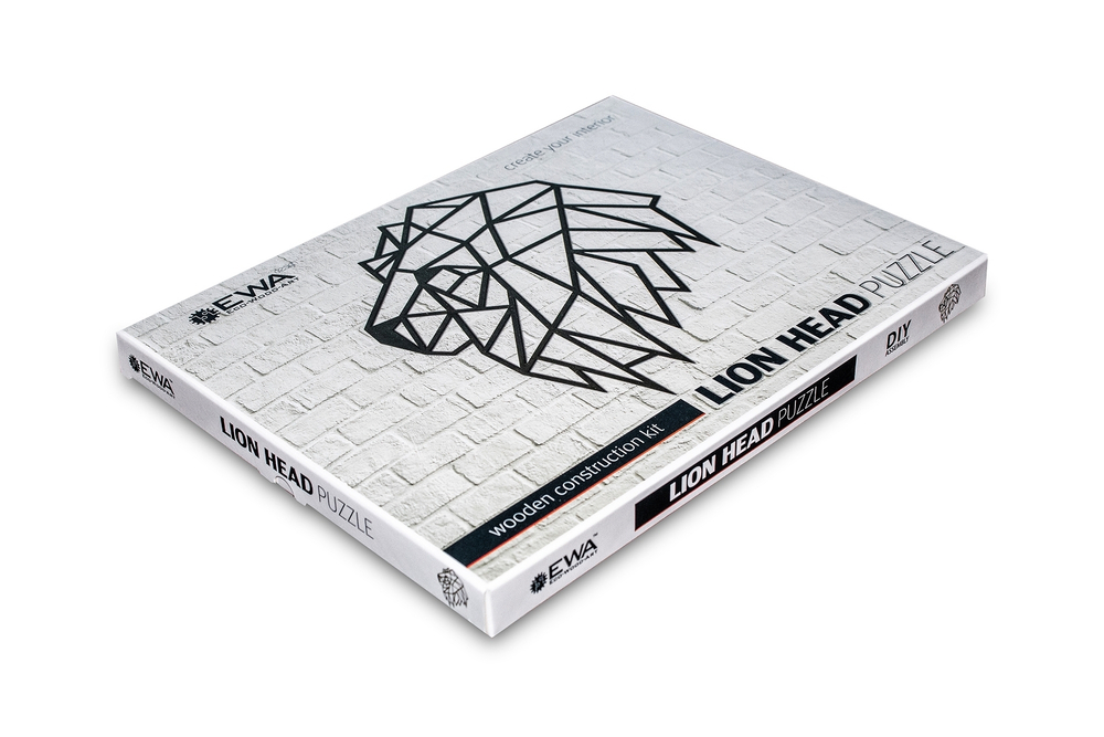 Деревянный декор настенный, панно, сборная модель EWA Design Голова льва