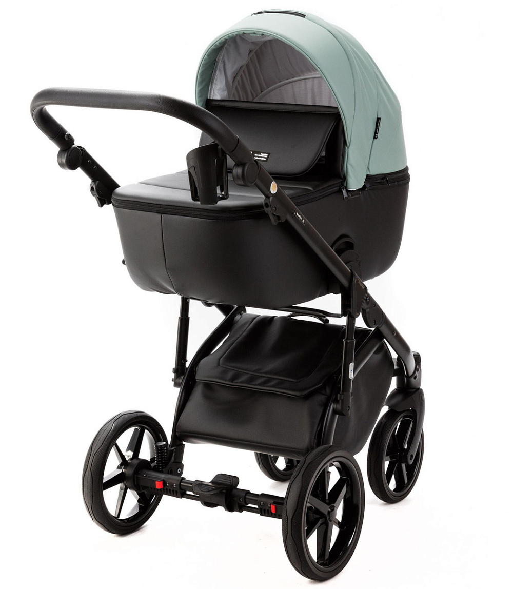 Детская коляска Adamex Nola Deluxe 2 в 1 N-SD103 (СЕРО-ЗЕЛ. КОЖА + ЧЕРН.КОЖА)