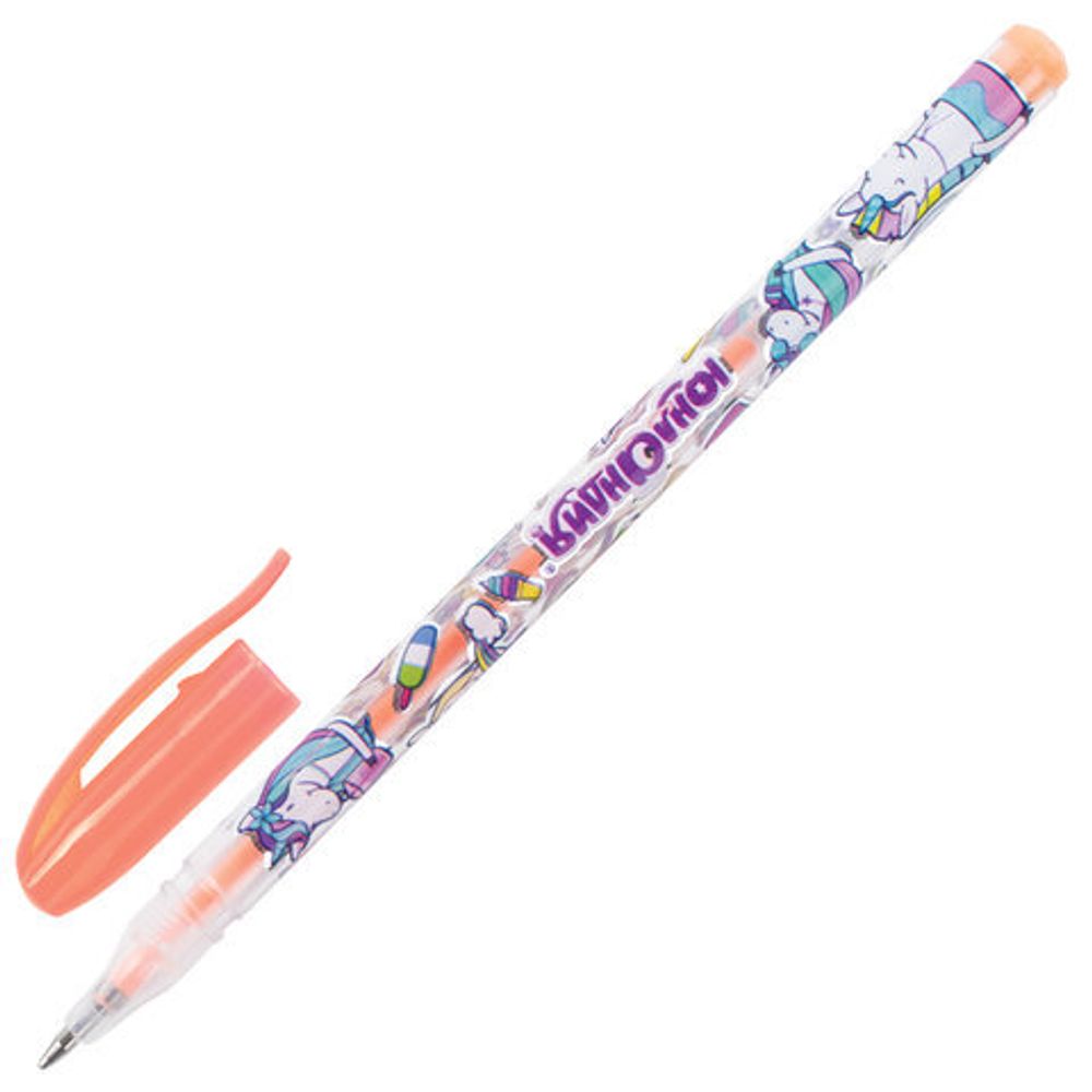 Ручки гелевые ЮНЛАНДИЯ, НАБОР 6 ЦВЕТОВ, ПАСТЕЛЬ, корпус с печатью, узел 0,7 мм, линия письма 0,5 мм, 142803