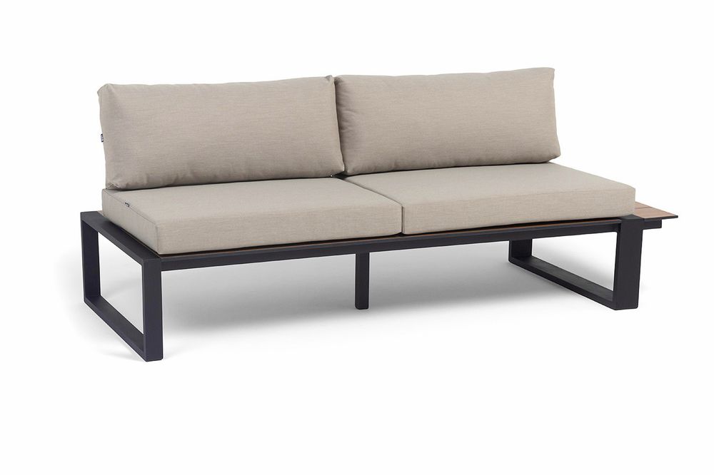 "Тулон" левый модуль, каркас алюминий, HPL "дуб", черный муар, ткань бежевая 15052