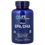Life Extension, Mega EPA/DHA, ЭПК и ДГК, 120 капсул (1000 мг в 1 капсуле)