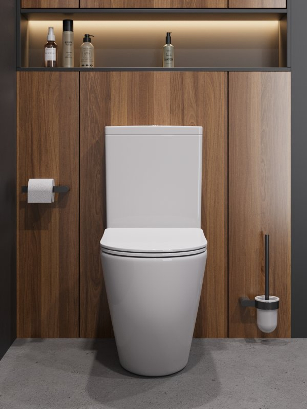 Унитаз-компакт CEZARES STYLUS CZR-538-CP-TOR/SC безободковый с сиденьем и смывом TORNADO