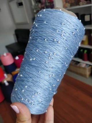 Голубой, арт. 14ХБ, хлопок с бисером