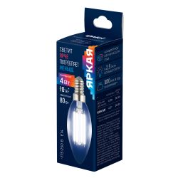 LED-C35-4W-4000K-E14-CL GLY01TR Лампа светодиодная. Форма свеча. прозрачная. Серия Яркая A++. Белый свет 4000K. Картон. ТМ Uniel