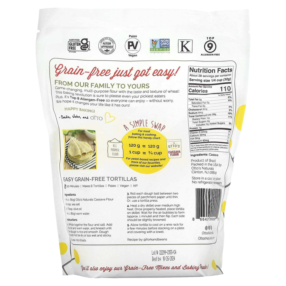 Otto's Naturals, универсальная мука из кассавы, 907 г (32 унции)