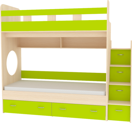 Двухъярусная кровать КарИВи Юниор 1 80x160  Дуб Молочный Лайм