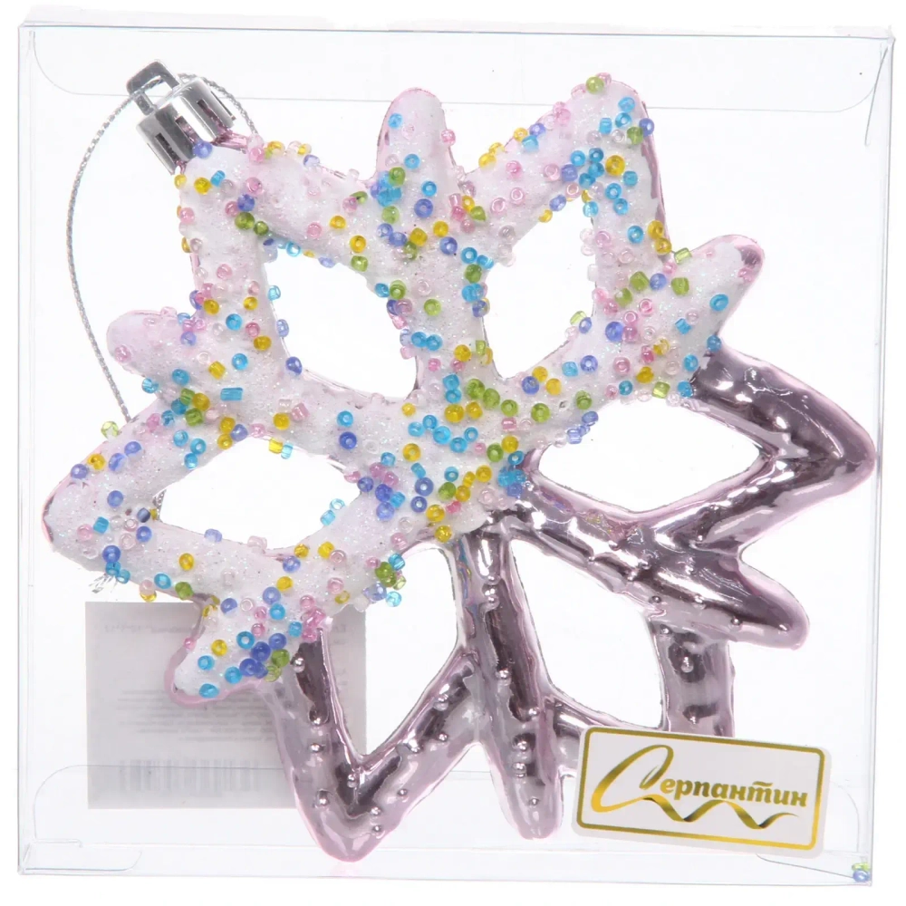 Елочная игрушка «Зимняя снежинка» 10*1*12 см, розовый