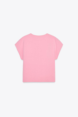 ZARA ТРИКОТАЖНЫЙ ТОП С ПУГОВИЦАМИ «СЕРДЕЧКИ», РОЗОВЫЙ