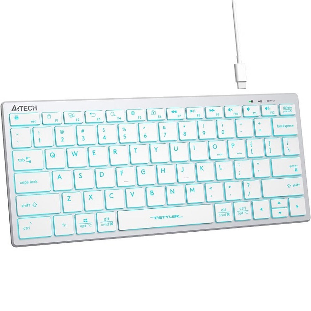 Клавиатура A4Tech Fstyler FX61, ножничная, Blue LED, USB, белый (FX61 WHITE)