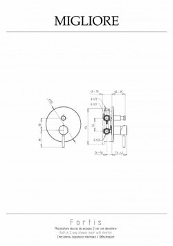 смеситель для душа Migliore Fortis 18669 хром встроенный схема