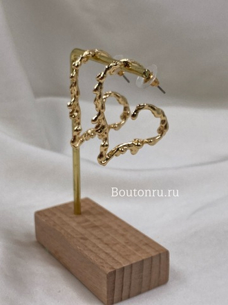 Серьги "Сердца" золотые с имитацией потекшей краски