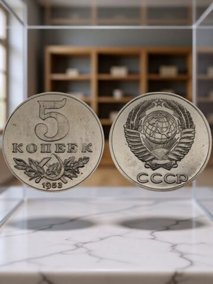5 копеек 1953 года Серп и молот Проба СССР Копия пробной советской монеты никель