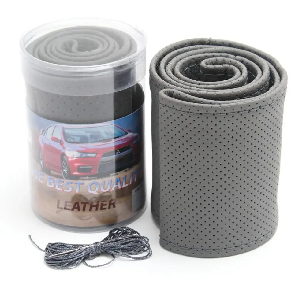 Чехол руля кожа leather grey-M