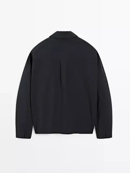 Massimo Dutti Куртка классического кроя из высокотехнологичной ткани, темно-синий