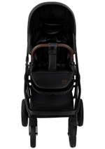 Детская коляска Roan Esso Кожа 3 в 1 с автокреслом Pituso Baesa Pro Black,Beige Canopy ESSK/210/1 Black /Black/руч.Тем.коричневый
