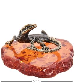 Народные промыслы AM-1950 Фигурка «Ящерица Хищница» (латунь, янтарь)