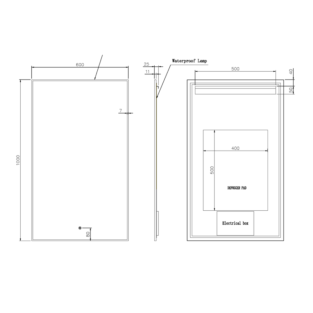Зеркало вертикальное Armadi Art Modern 100*60см 569-MG подсветка, диммер, антизапотевание, MATT GOLD