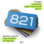 Номер на дверь 821, табличка на дверь для офиса, квартиры, кабинета, аудитории, склада, голубая 120х70 мм, Айдентика Технолоджи