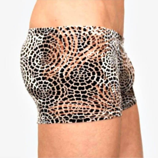 Мужские трусы боксеры черные с узором под велюр Romeo Rossi Boxer RR00229