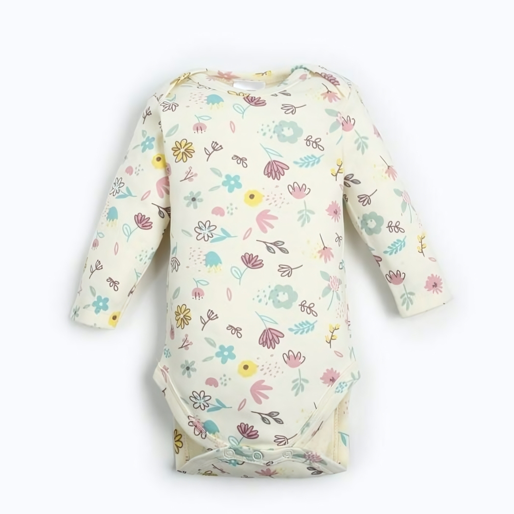 Боди с дл.рукавом Flower, рост 80-86 см, бежевый (Крошка Я)