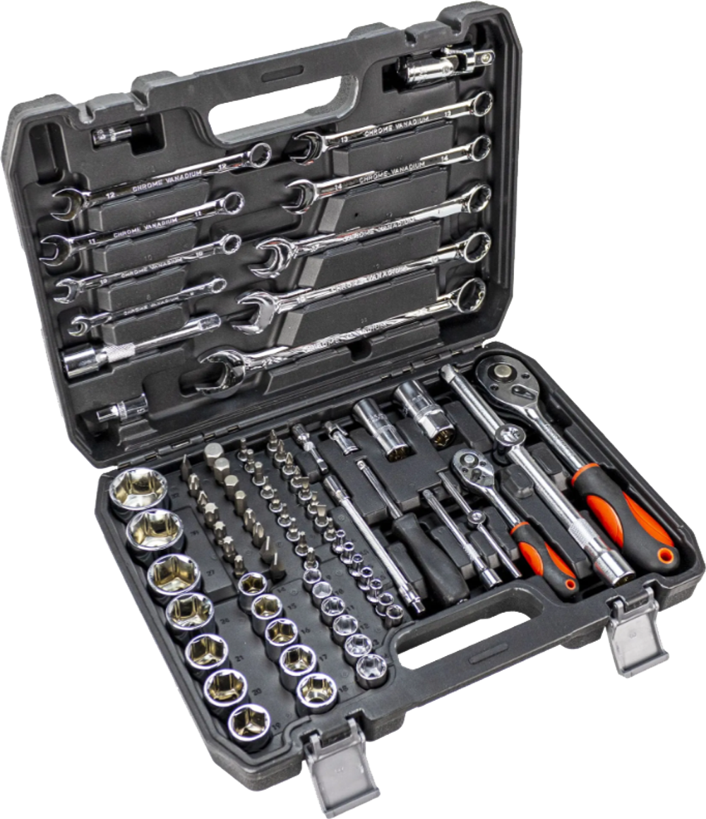 Набор инструментов 82 предмета/автомобильный 1/4, 1/2