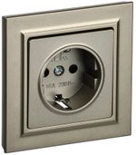 BRITE Розетка 1-местная с заземлением с защитными шторками 16А в сборе РСР14-1-0-БрШ шампань IEK