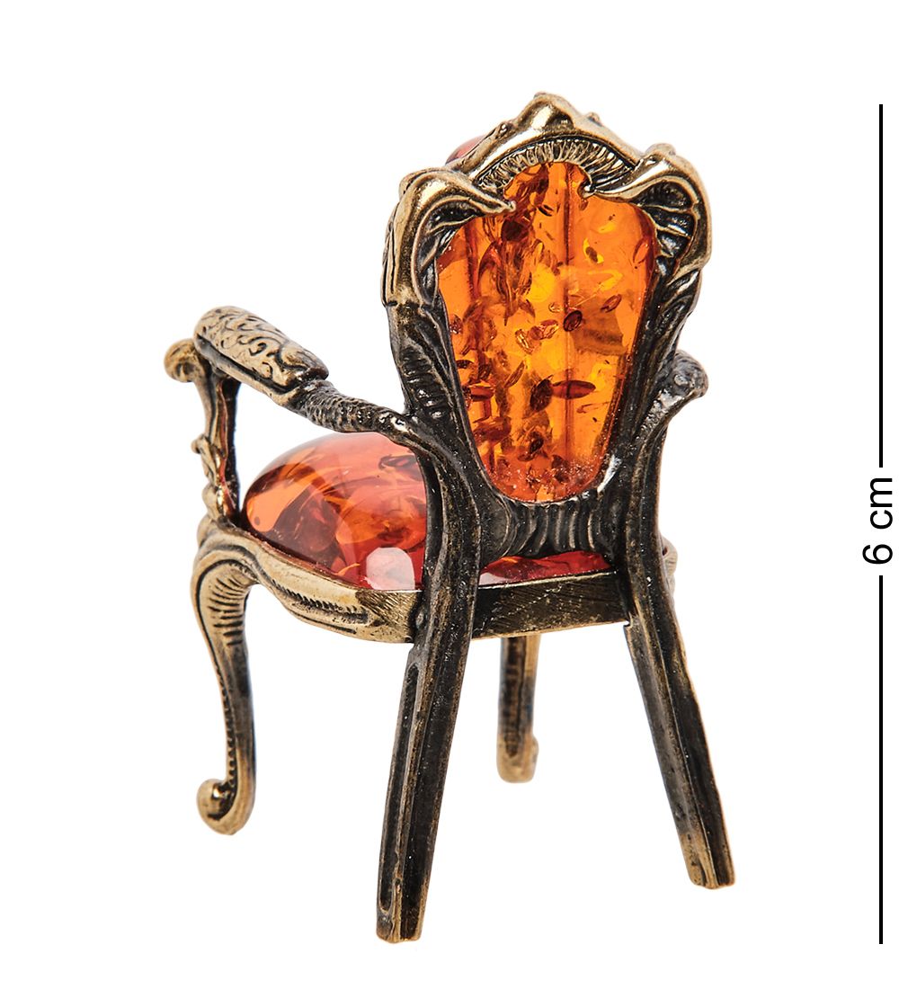Народные промыслы AM-1524 Фигурка «Стул в викторианском стиле» (латунь, янтарь)