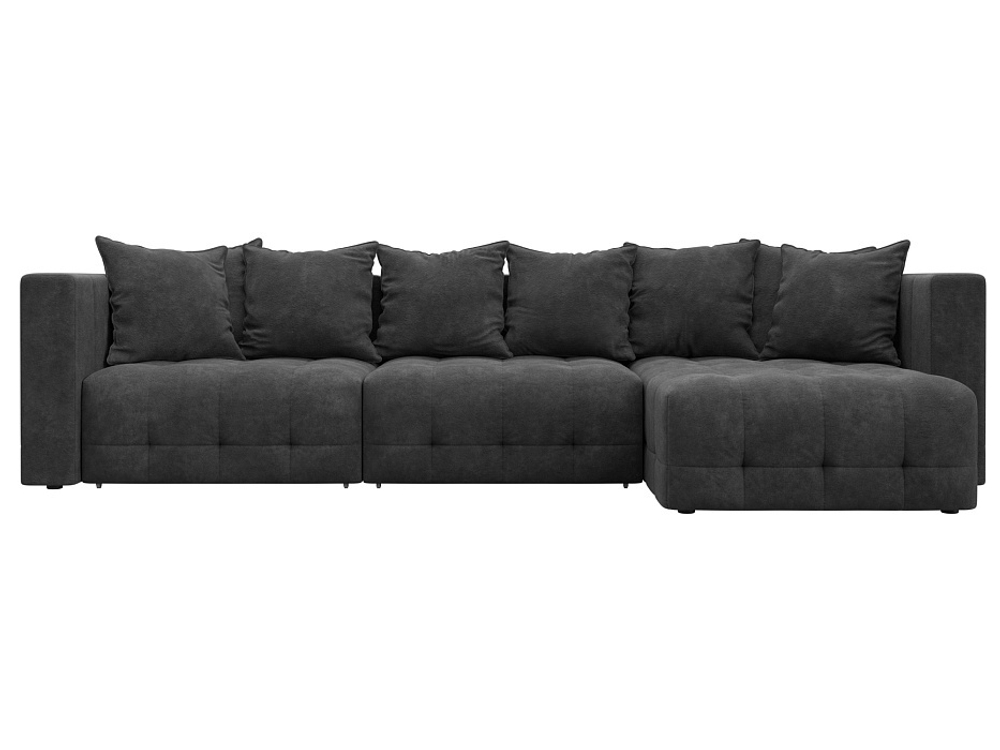 Диван угловой Лига-052 НПБ Лонг угол универсальный, BRUT 16 ВЕЛЮР темно-серый