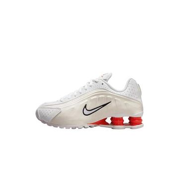 NIKE Shox R4 Детские кроссовки для треккинга низкого уровня Белый/Антонино-серый/Белый/Страсть Красный/Белый Юнисекс