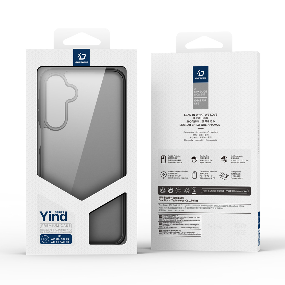 Прозрачный матовый чехол черного цвета для Samsung Galaxy A17 (5G, 4G), Galaxy A26 5G и Galaxy A16 (5G, 4G), серия Yind Series от Dux Ducis