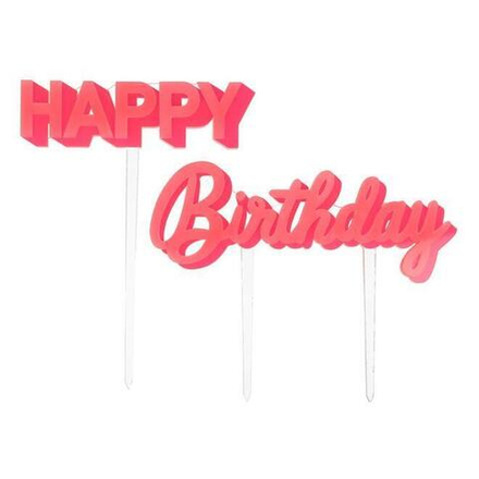 Акриловый топпер розовый "Happy Birthday"