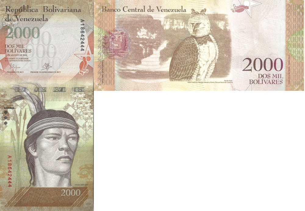 Венесуэла 2000 боливар 2016 Американская гарпия-орел UNC