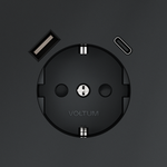 Розетка встраиваемая VOLTUM S70 с заземлением и защитными шторками, 16А, с USB, A+С, (графит)