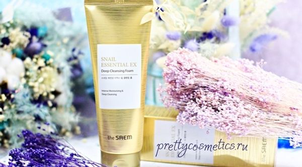 Увлажнение и восстановление на этапе очищения с корейской пенкой The Saem Snail Essential EX Wrinkle Solution Deep Cleansing Foam