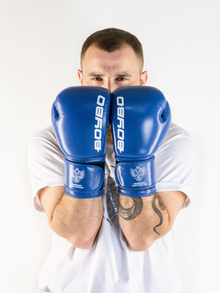 Перчатки боксерские BoyBo TITAN, IB-23-1, кожа (одобрены ФБР), синий