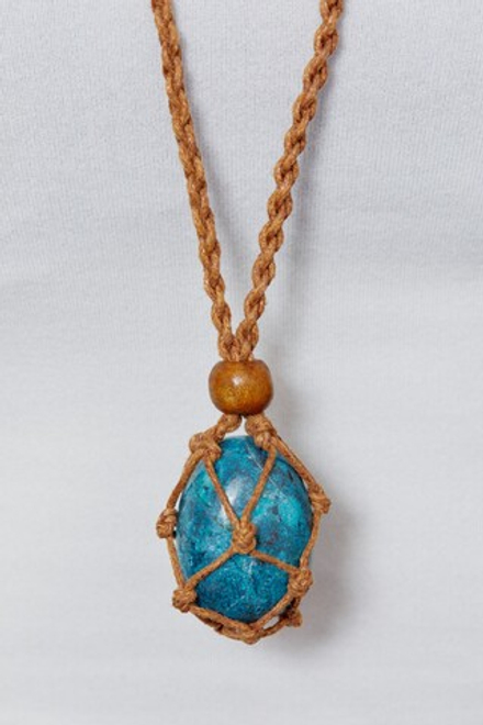 Авоська-подвеска для кристаллов коричневая в стиле бохо