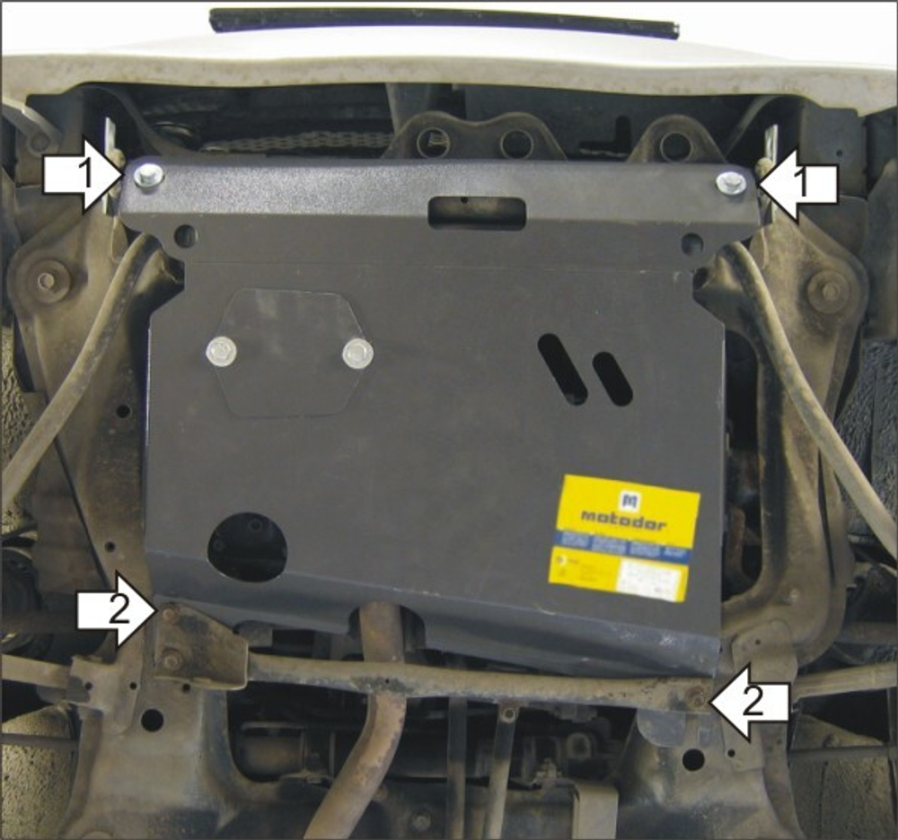 Усиленная защита Motodor картера двигателя, кпп. 2 мм, сталь. для Daihatsu Sirion 1998-2005 арт.04301