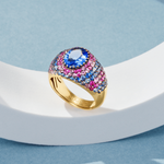 Кольцо c Танзанитом, Розовыми и Голубыми Сапфирами, R0072-0/41