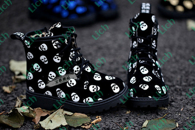 Ботинки детские на шнуровке с принтом черепа
