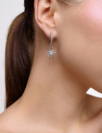 Серьги "Crystal Sun White" с перламутром Silver