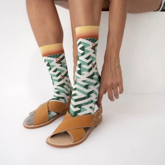 Носки Вдохновение Лабиринт, р-р 36-40 (белый/зеленый)